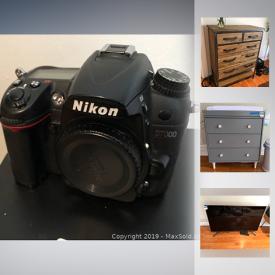 MaxSold Auction: This online auction features a Nikon DSLR camera body, electronics, bicycles, designer furniture such as a Babyletto nursery dresser, Monte rocking chair, shelf case, end table, Aiden chest, sectional sofa bed and more, camping gear, air purifier, electronics, flat screen TV, baby items, Dyson vacuum, glassware, cookware, picture frames, board games, books, tools and more!